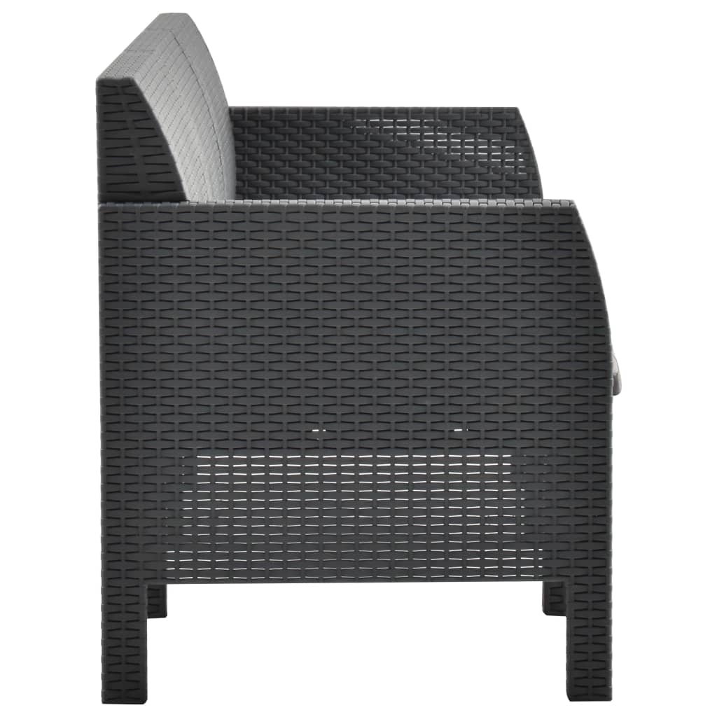 Set Mobilier De Grădină Cu Perne, 3 Piese, Antracit, Pp Ratan