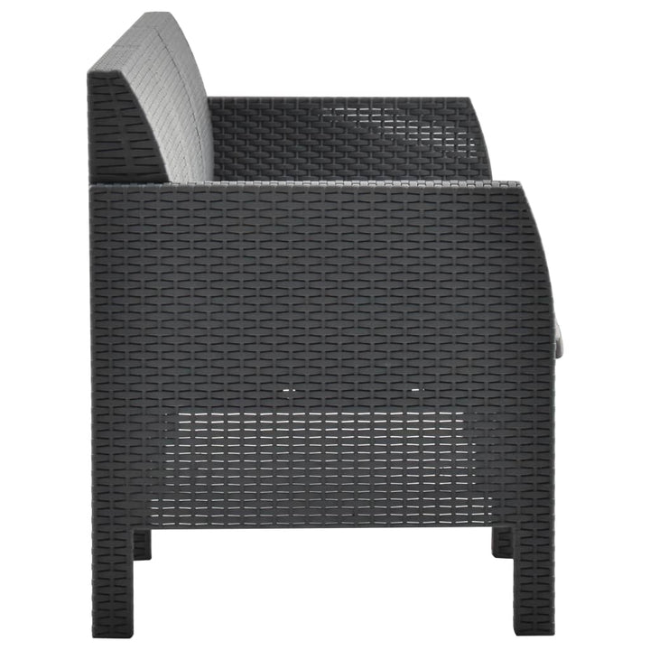 Set Mobilier De Grădină Cu Perne, 3 Piese, Antracit, Pp Ratan