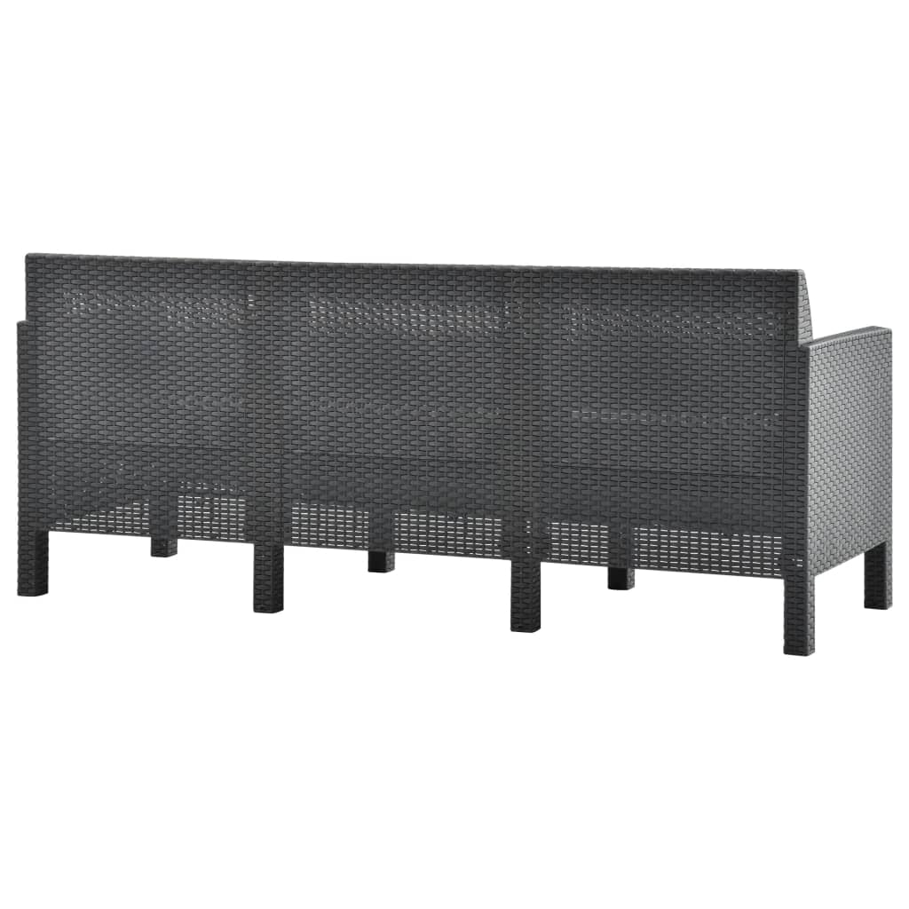 Set Mobilier De Grădină Cu Perne, 3 Piese, Antracit, Pp Ratan
