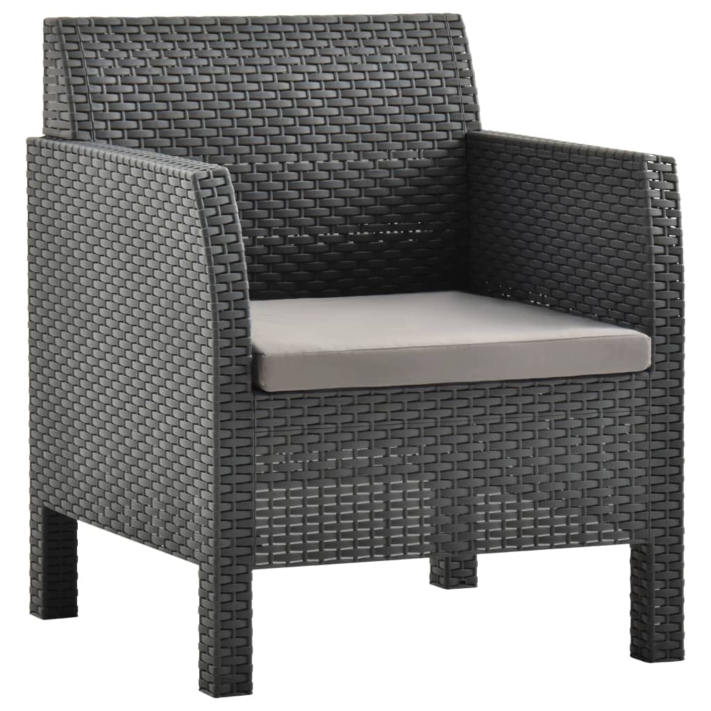 Set Mobilier De Grădină Cu Perne, 3 Piese, Antracit, Pp Ratan