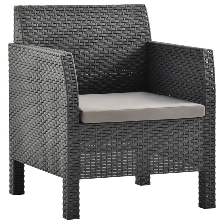 Set Mobilier De Grădină Cu Perne, 3 Piese, Antracit, Pp Ratan