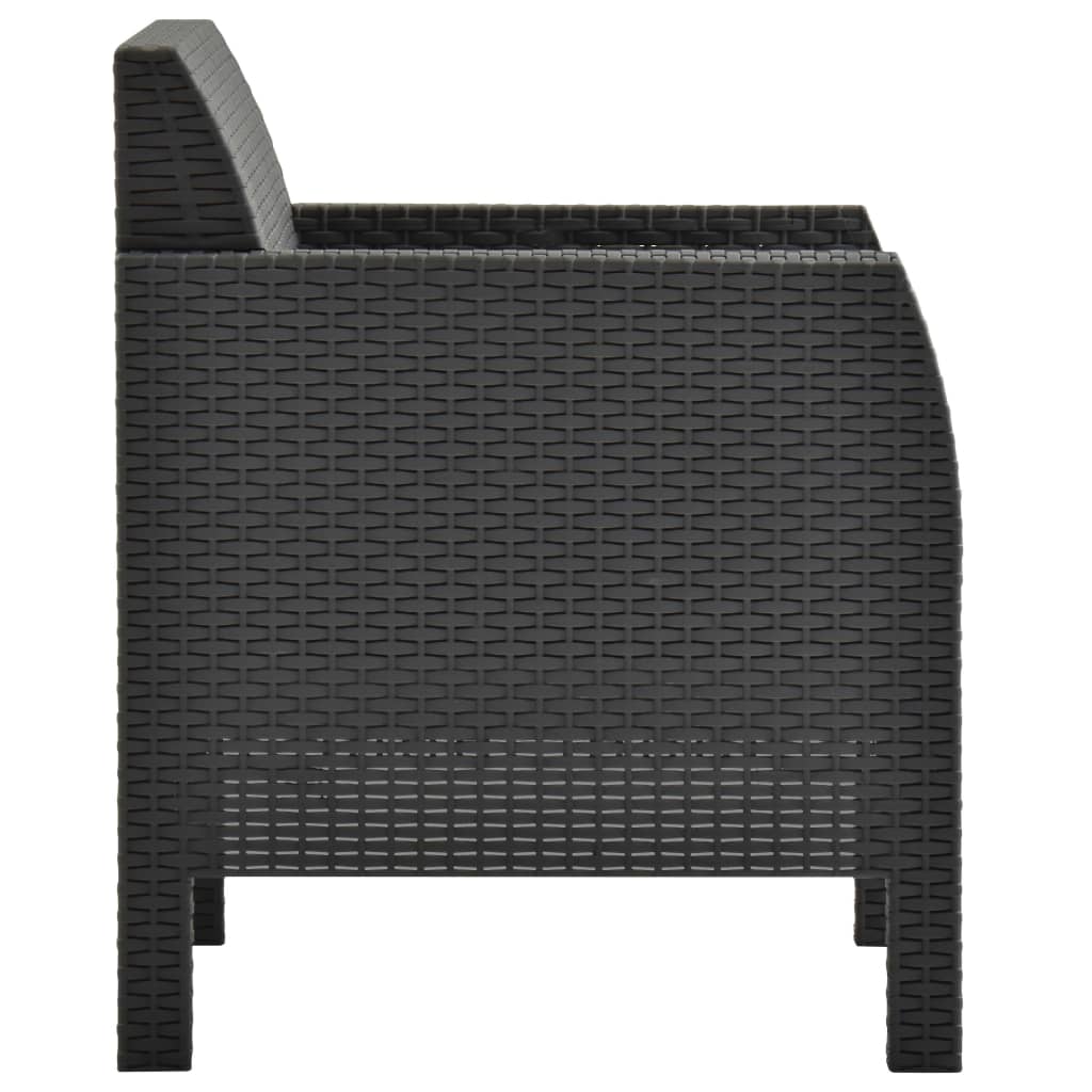 Set Mobilier De Grădină Cu Perne, 3 Piese, Antracit, Pp Ratan