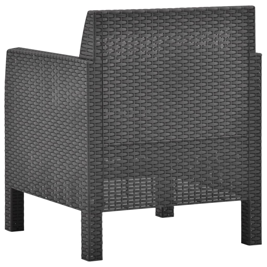 Set Mobilier De Grădină Cu Perne, 3 Piese, Antracit, Pp Ratan