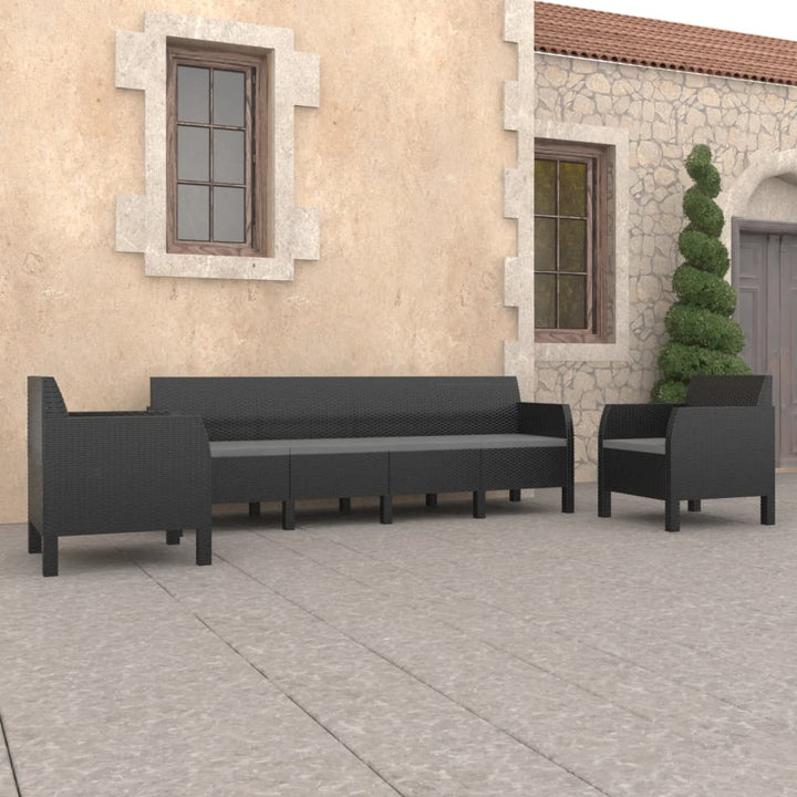 Set Mobilier De Grădină Cu Perne, 3 Piese, Antracit, Pp Ratan