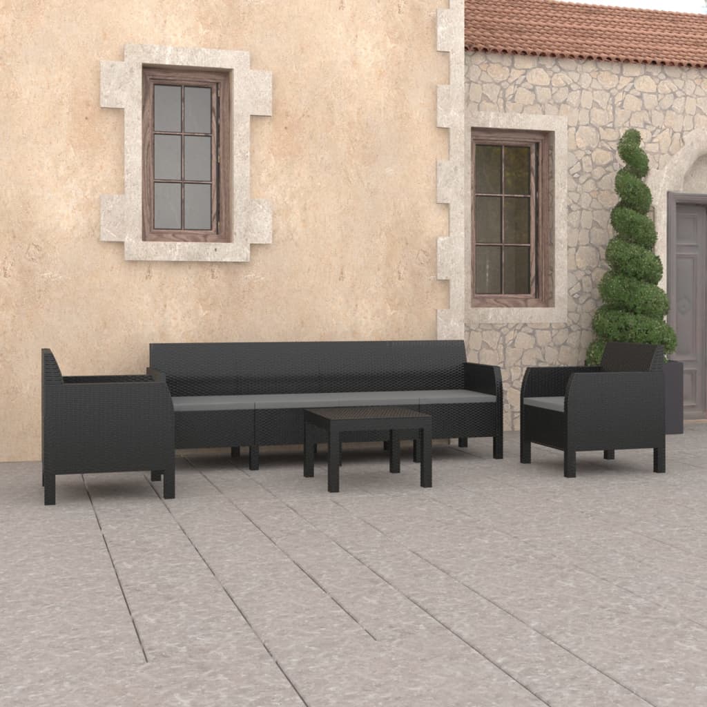 Set Mobilier De Grădină Cu Perne, 3 Piese, Antracit, Pp Ratan