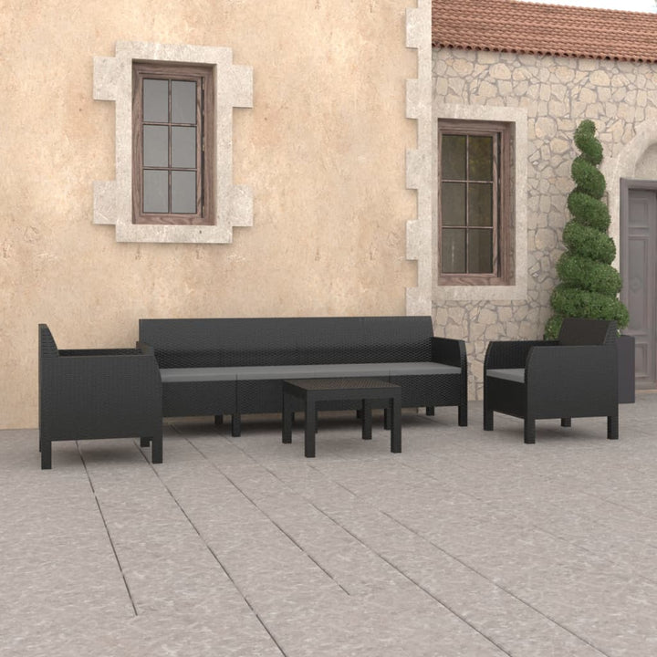 Set Mobilier De Grădină Cu Perne, 3 Piese, Antracit, Pp Ratan