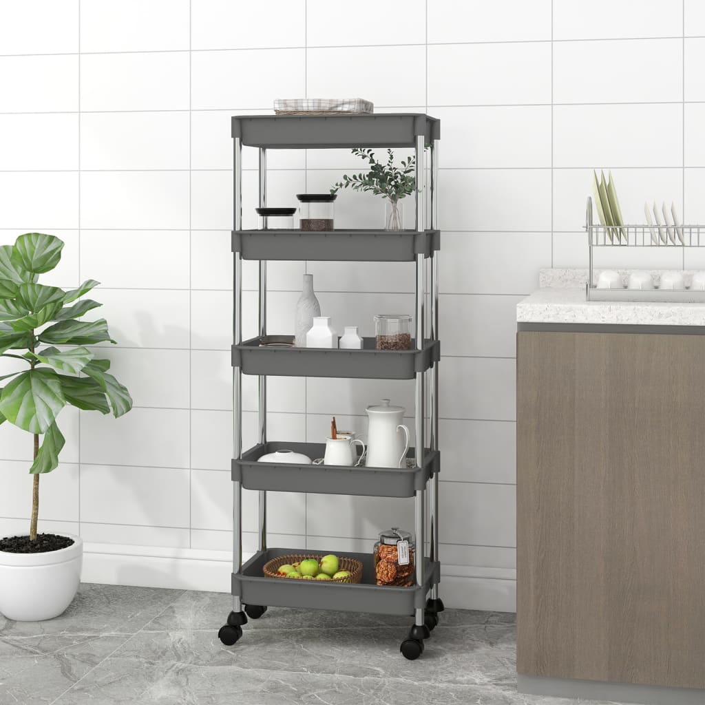 Cărucior De Bucătărie 5 Niveluri 42X29X128 Cm Fier/Abs