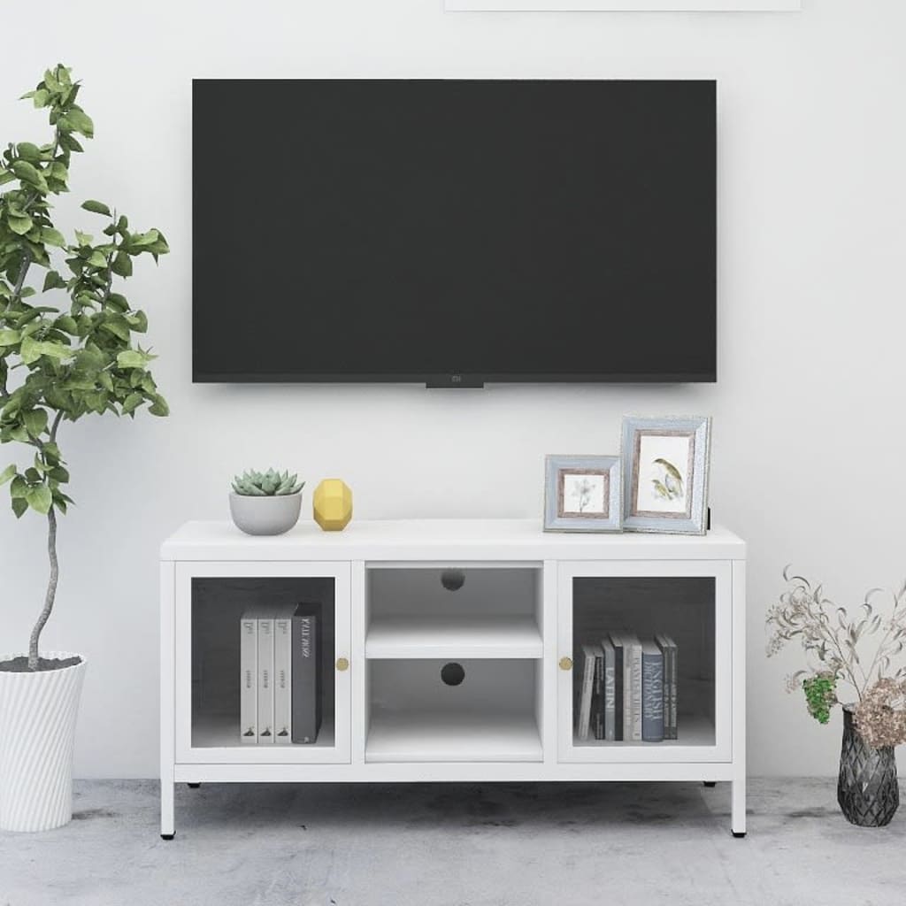 Dulap Tv, , 105X35X52 Cm, Oțel Și Sticlă