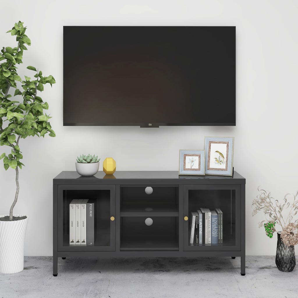 Dulap Tv, , 105X35X52 Cm, Oțel Și Sticlă