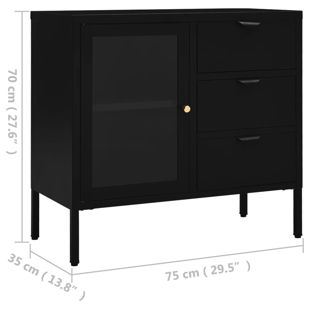 Servantă, , 75X35X70 Cm, Oțel Și Sticlă Securizată