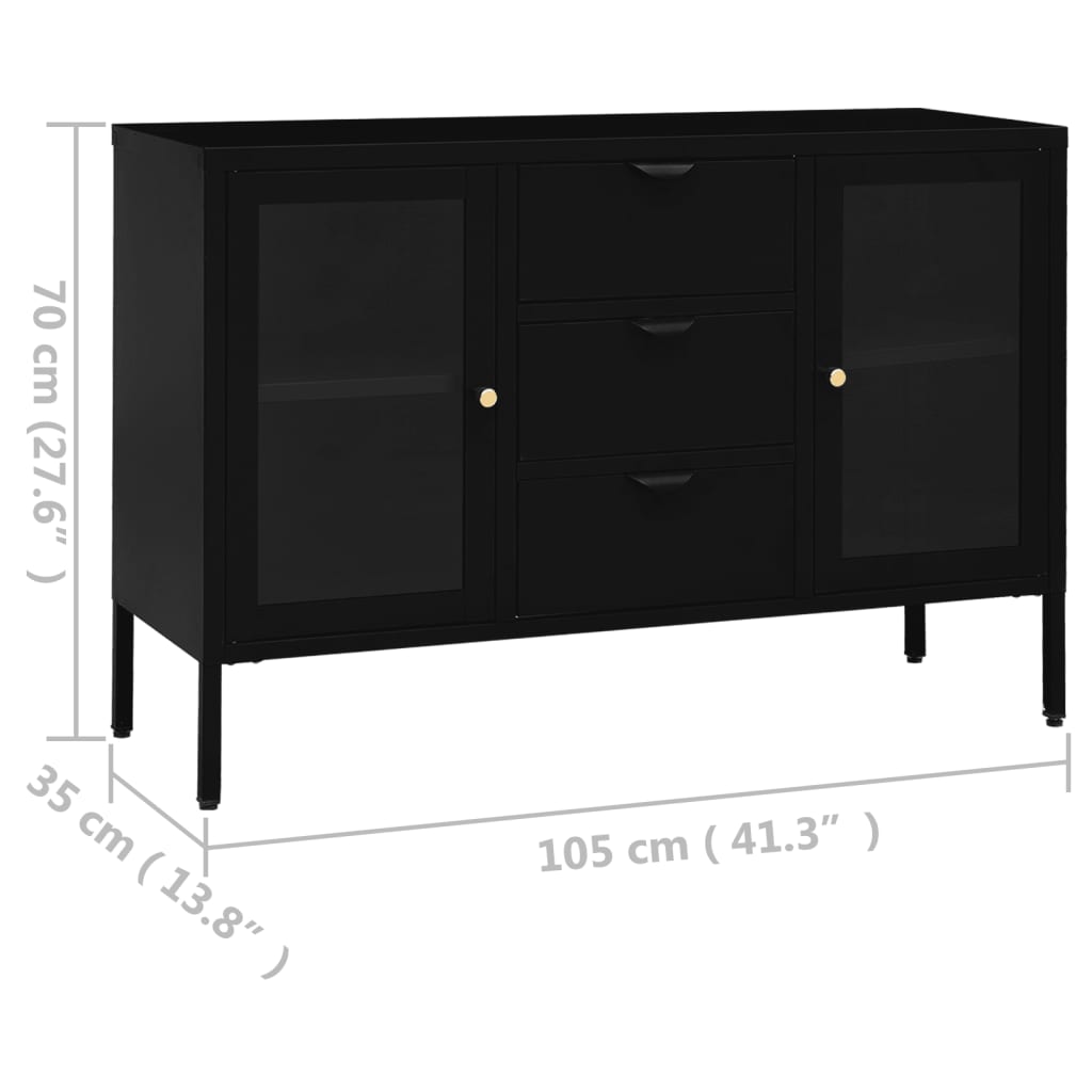 Servantă, , 105X35X70 Cm, Oțel Și Sticlă Securizată
