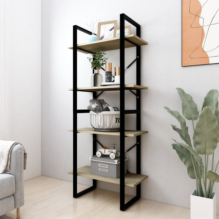 Bibliotecă Cu 4 Rafturi, , 60X30X, Masiv De Pin