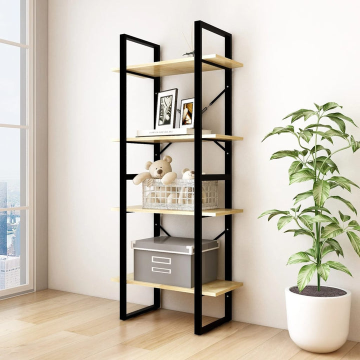 Bibliotecă Cu 4 Rafturi, , 60X30X, Masiv De Pin