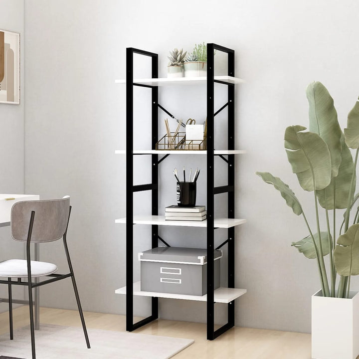 Bibliotecă Cu 4 Rafturi, , 60X30X, Masiv De Pin