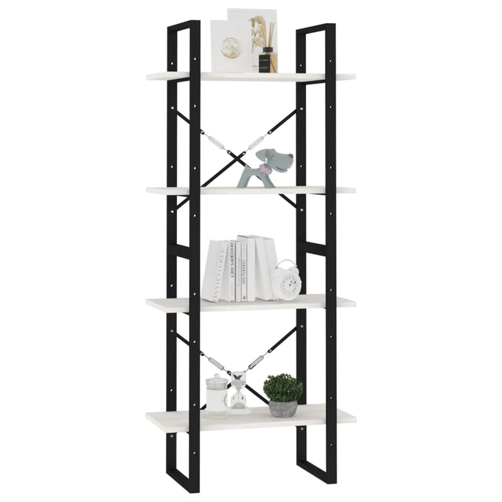 Bibliotecă Cu 4 Rafturi, , 60X30X, Masiv De Pin