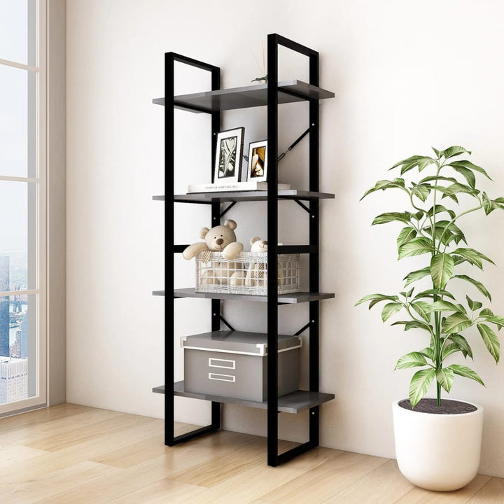 Bibliotecă Cu 4 Rafturi, , 60X30X, Masiv De Pin