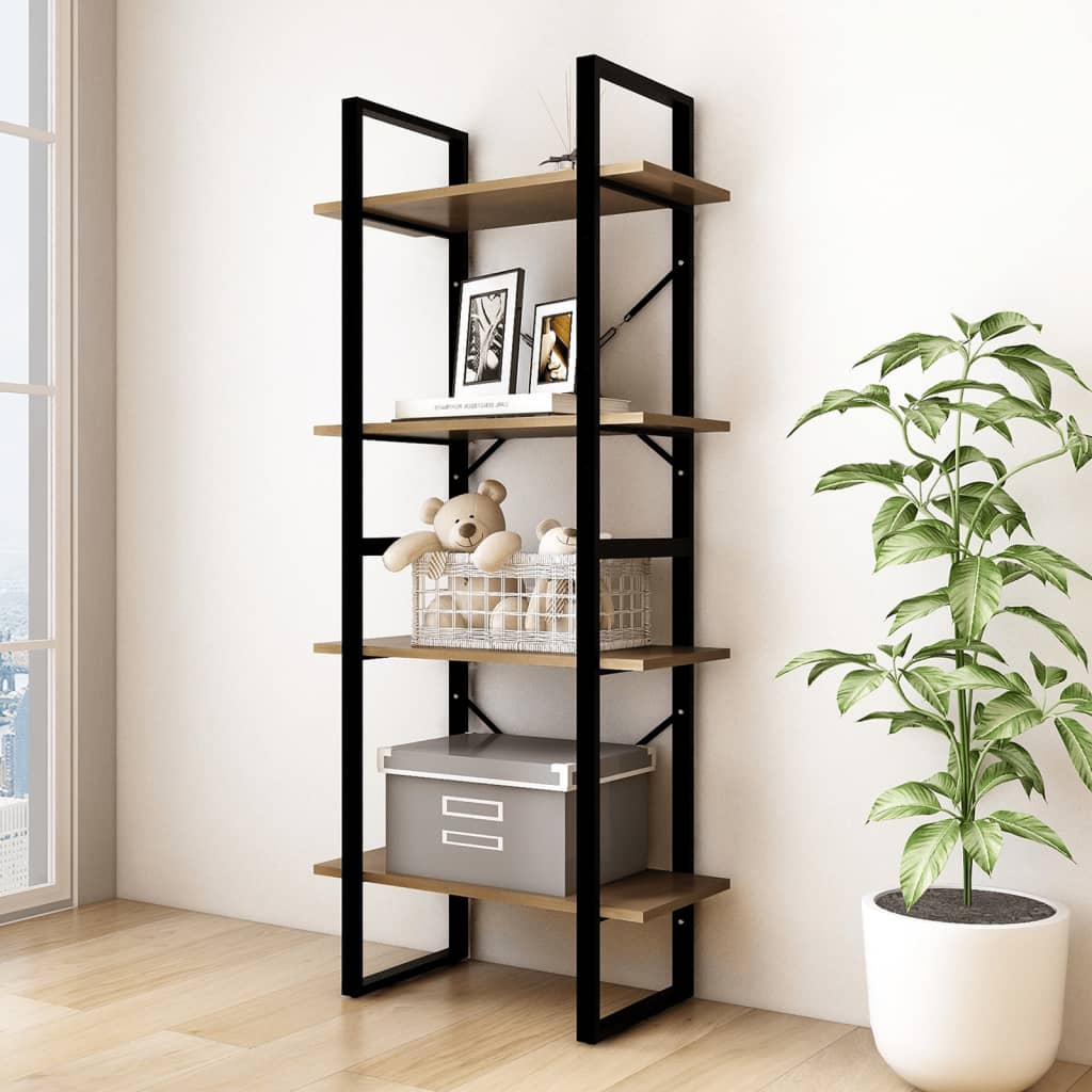 Bibliotecă Cu 4 Rafturi, , 60X30X, Masiv De Pin