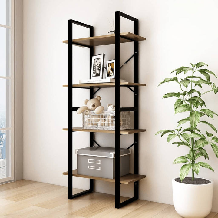 Bibliotecă Cu 4 Rafturi, , 60X30X, Masiv De Pin