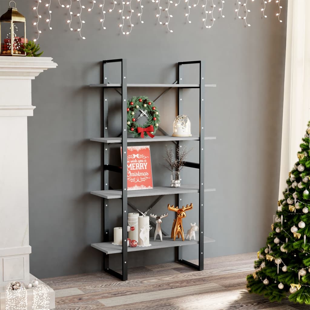 Bibliotecă Cu 4 Rafturi, 80X30X, Masiv De Pin