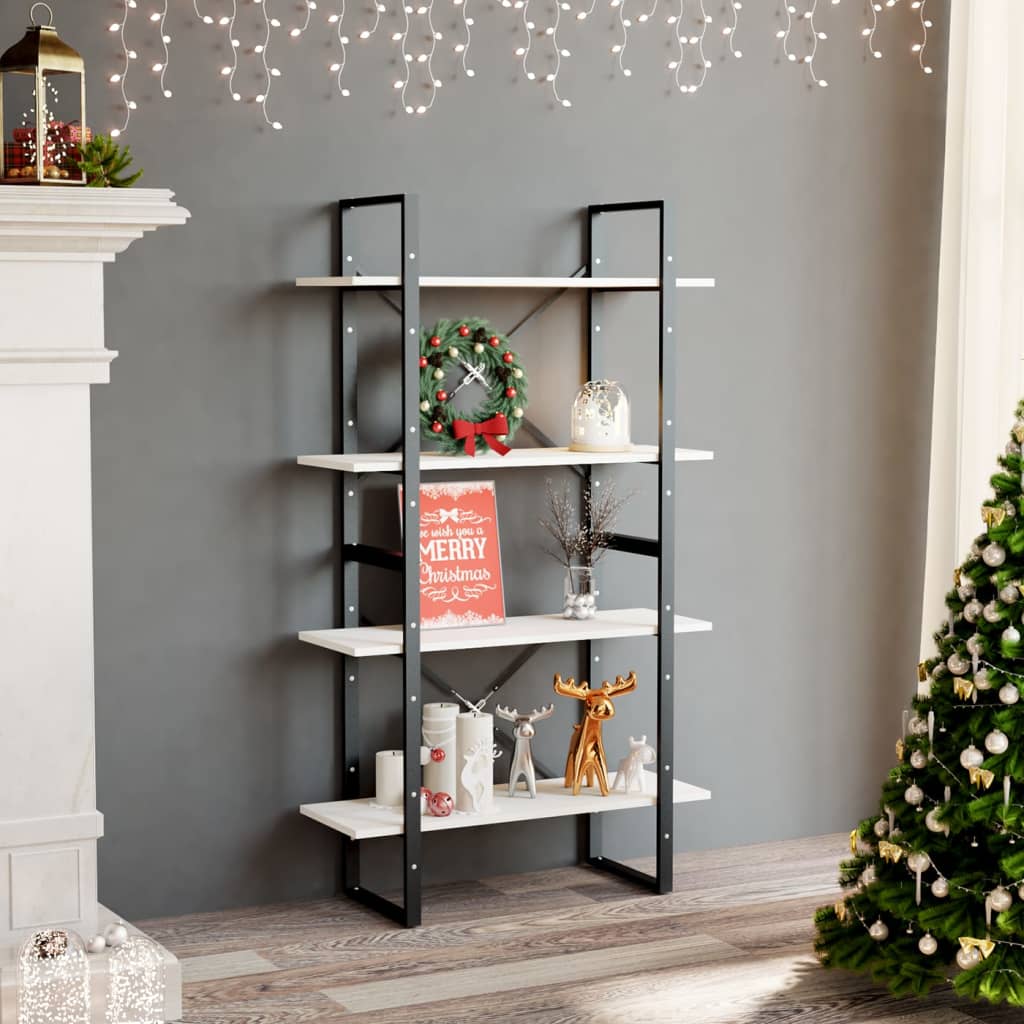 Bibliotecă Cu 4 Rafturi, 80X30X, Masiv De Pin