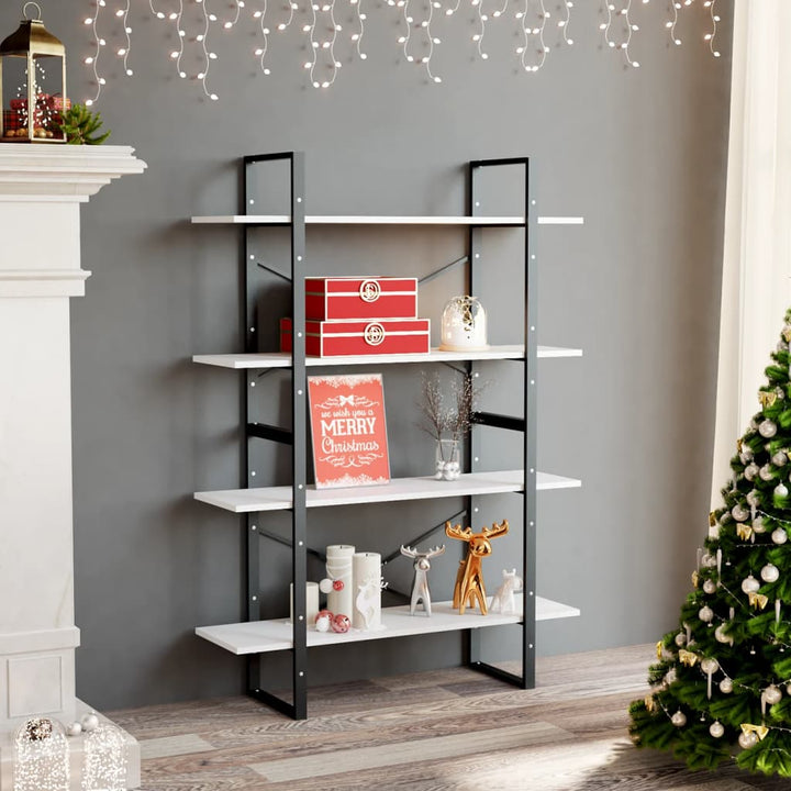 Bibliotecă Cu 4 Rafturi, , 100X30X, Masiv De Pin