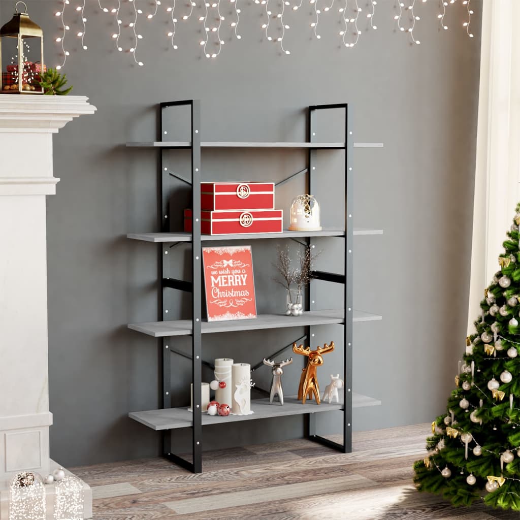 Bibliotecă Cu 4 Rafturi, , 100X30X, Masiv De Pin