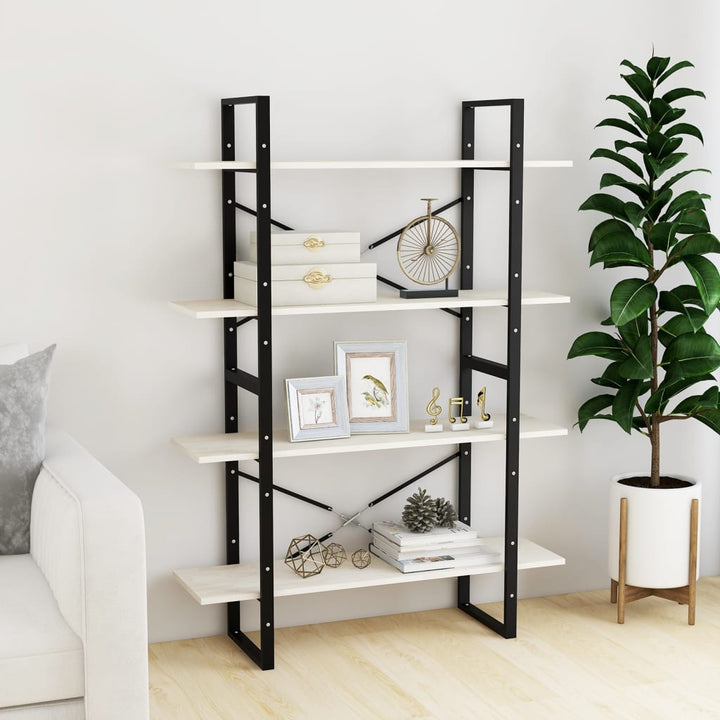Bibliotecă Cu 4 Rafturi, , 100X30X, Masiv De Pin
