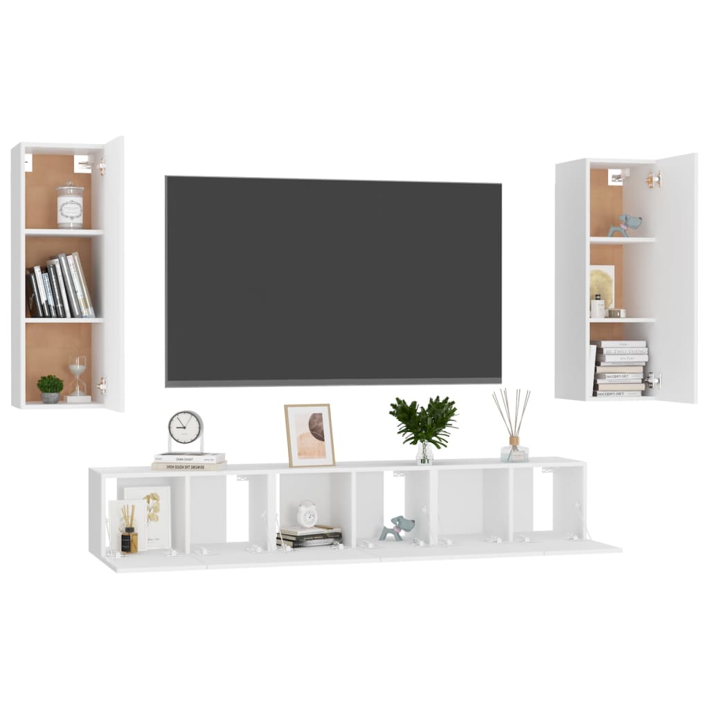 Set Dulap Tv, 5 Piese, , Lemn Prelucrat