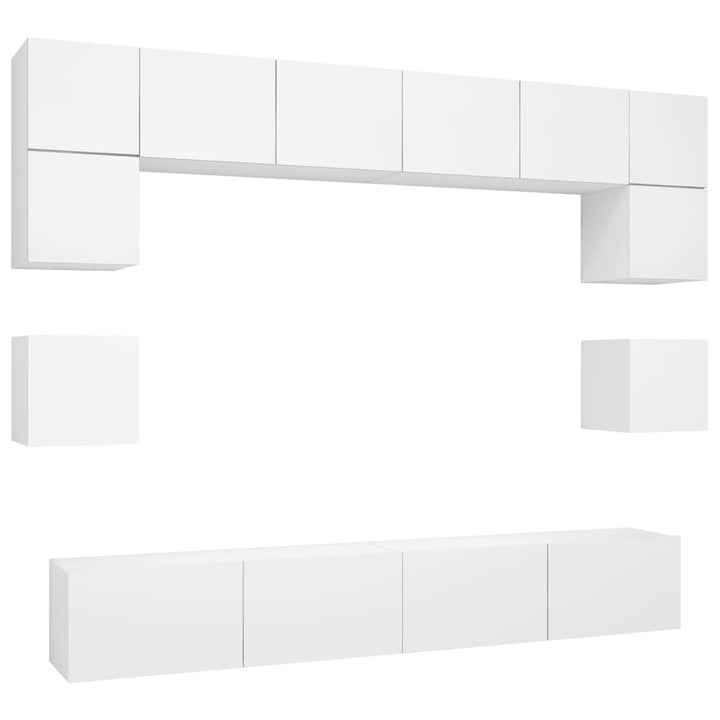 Set Dulapuri Tv, 8 Piese, , Lemn Prelucrat