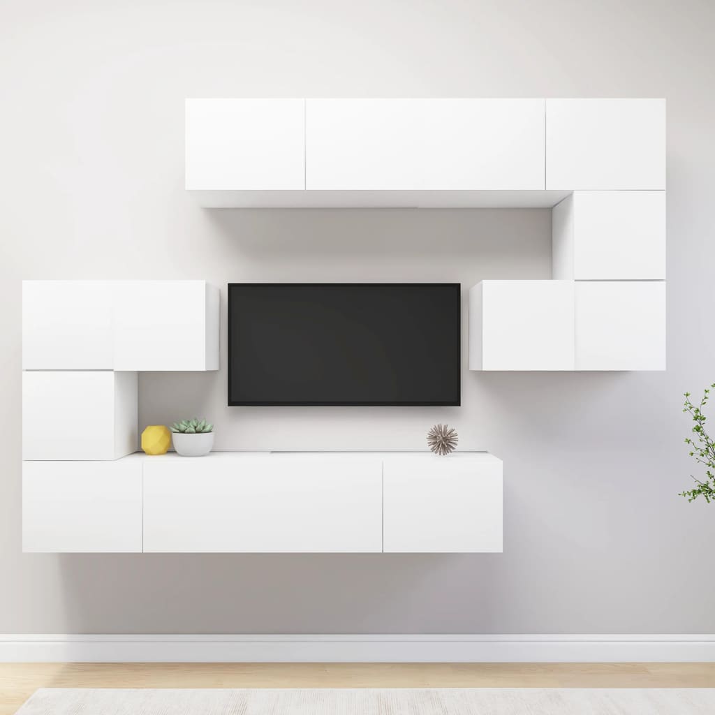 Set Dulapuri Tv, 10 Piese, , Lemn Prelucrat