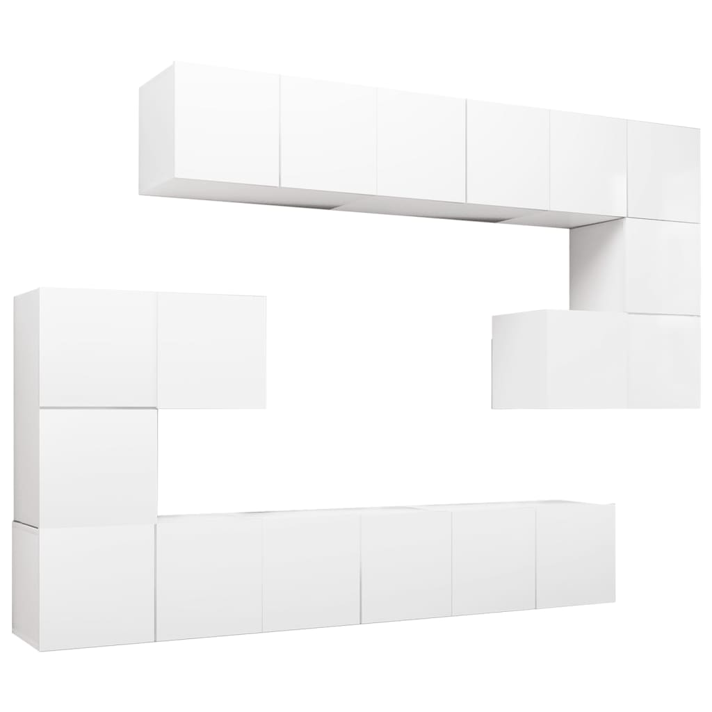 Set Dulapuri Tv, 10 Piese, , Lemn Prelucrat