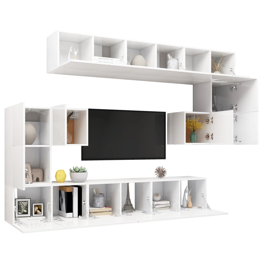 Set Dulapuri Tv, 10 Piese, , Lemn Prelucrat
