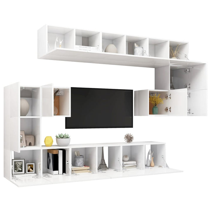 Set Dulapuri Tv, 10 Piese, , Lemn Prelucrat