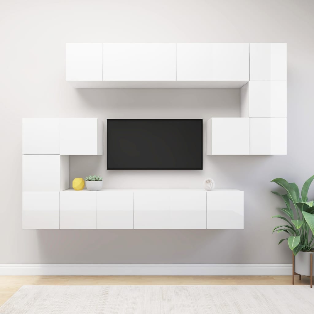 Set Dulapuri Tv, 10 Piese, , Lemn Prelucrat
