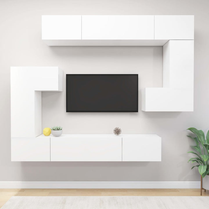 Set Dulapuri Tv, 10 Piese, , Lemn Prelucrat