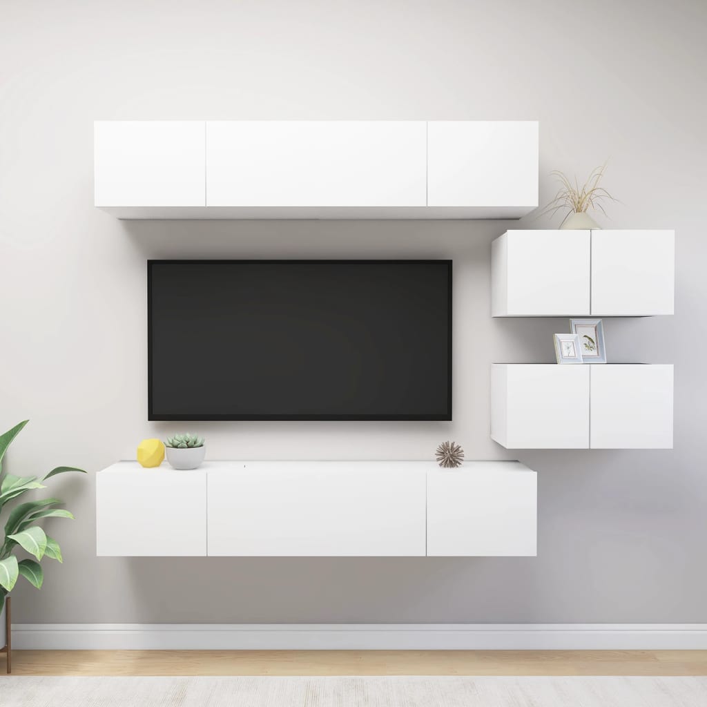 Set Dulapuri Tv, 8 Piese, , Lemn Prelucrat