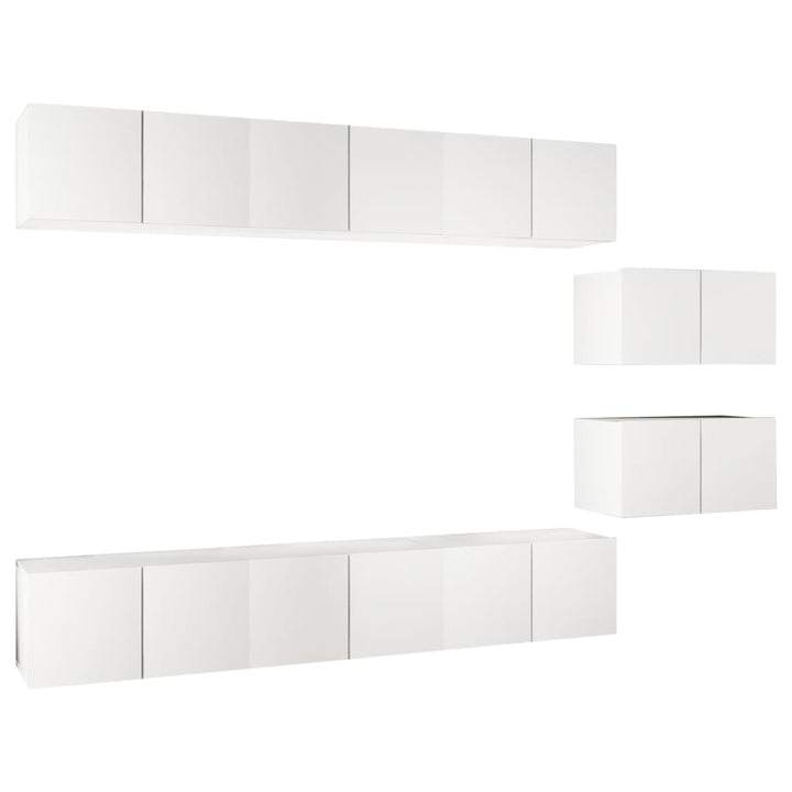Set Dulapuri Tv, 8 Piese, , Lemn Prelucrat