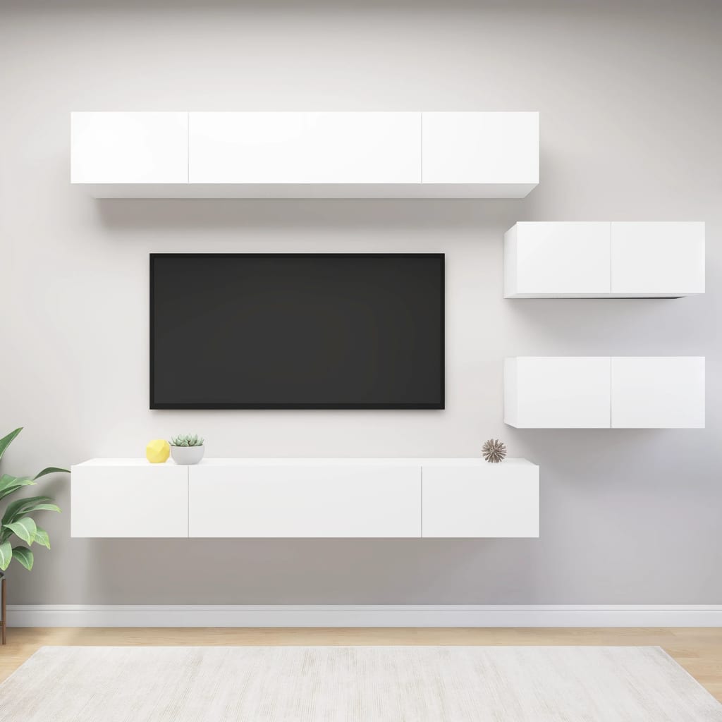 Set Dulapuri Tv, 8 Piese, , Lemn Prelucrat