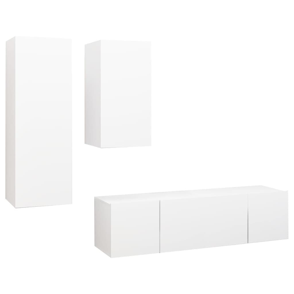 Set Dulapuri Tv, 4 Piese, , Lemn Prelucrat