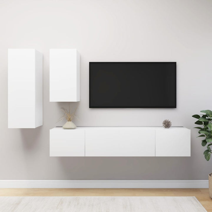 Set Dulapuri Tv, 4 Piese, , Lemn Prelucrat