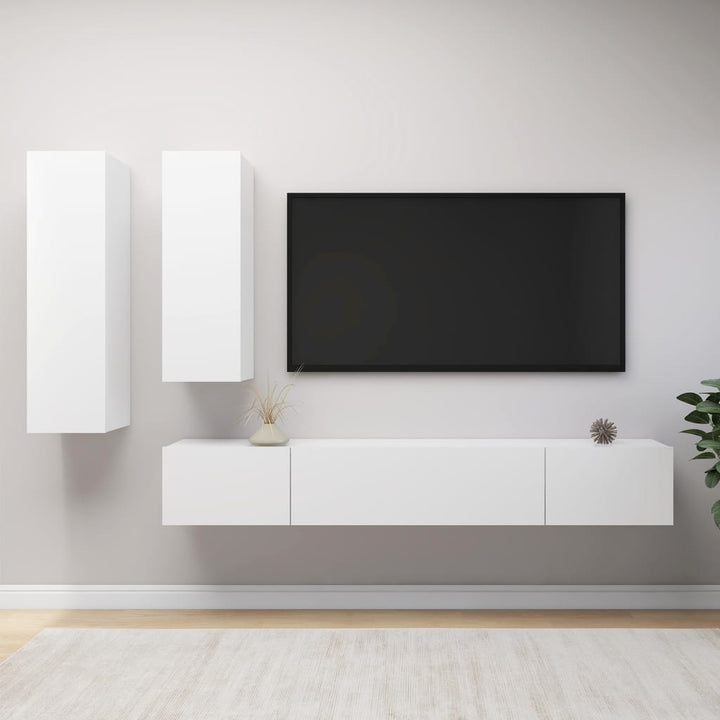 Set Dulapuri Tv, 4 Piese, , Lemn Prelucrat