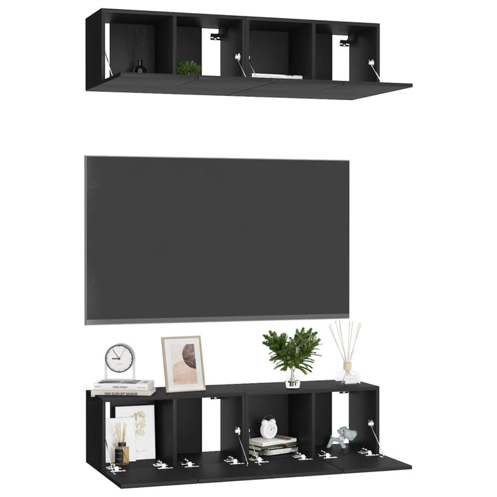 Dulapuri Tv, 4 Piese, , 60X30X30 Cm, Lemn Prelucrat