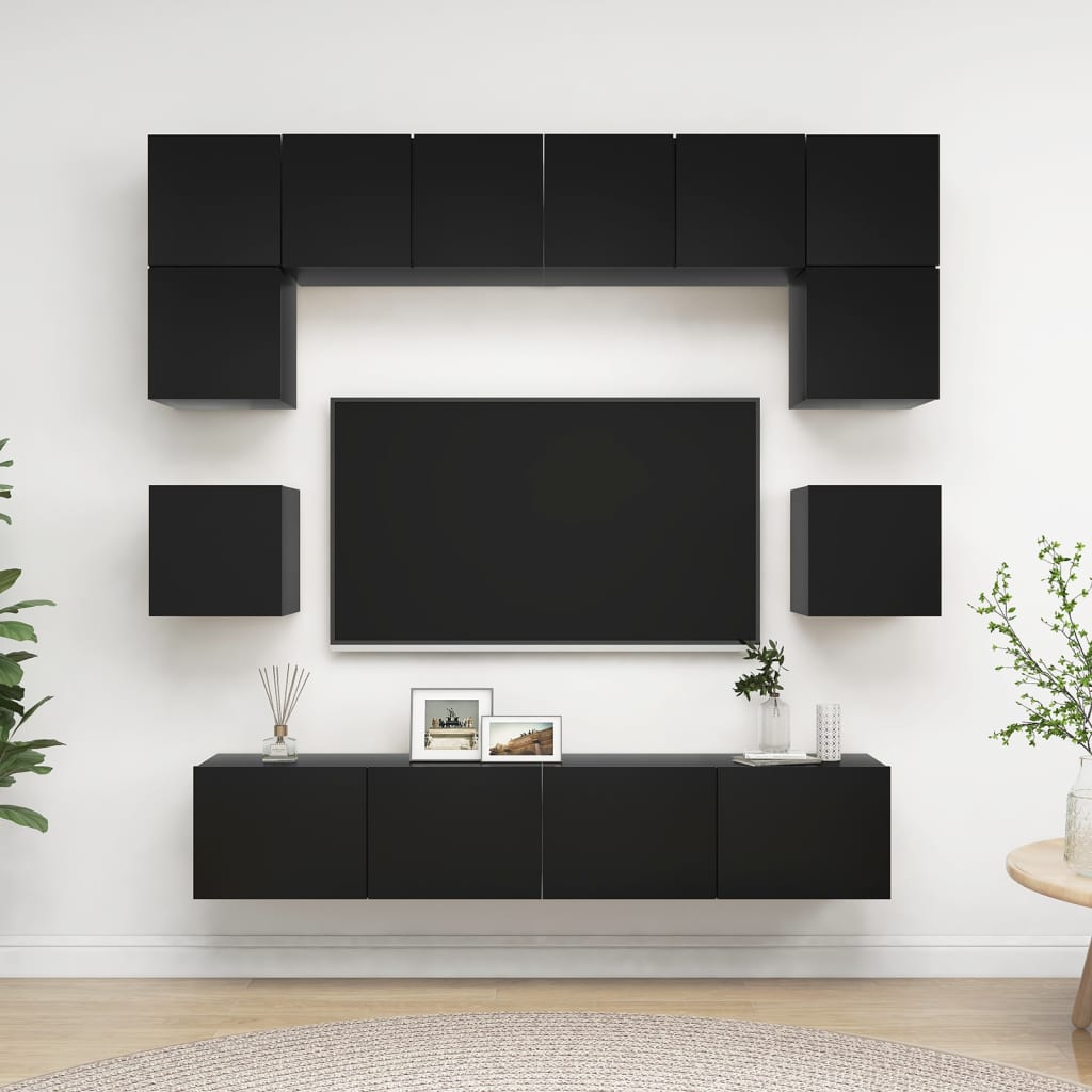 Set Dulapuri Tv, 8 Piese, , Lemn Prelucrat