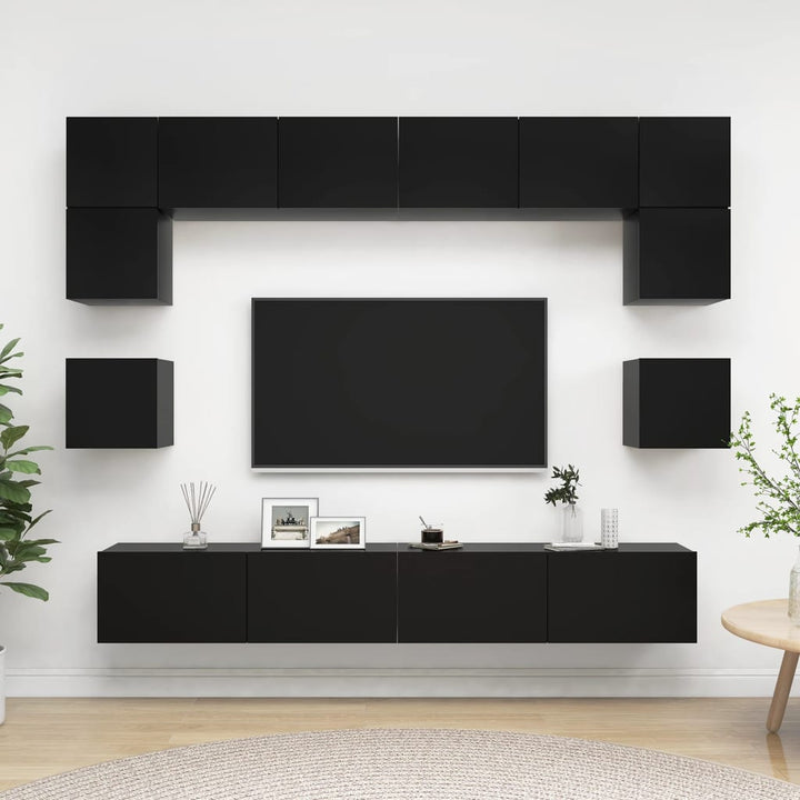 Set Dulapuri Tv, 8 Piese, , Lemn Prelucrat