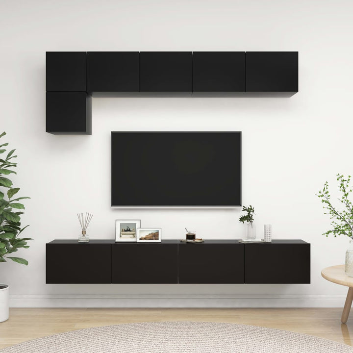 Set De Dulapuri Tv, 5 Piese, Alb Extralucios, Lemn Prelucrat