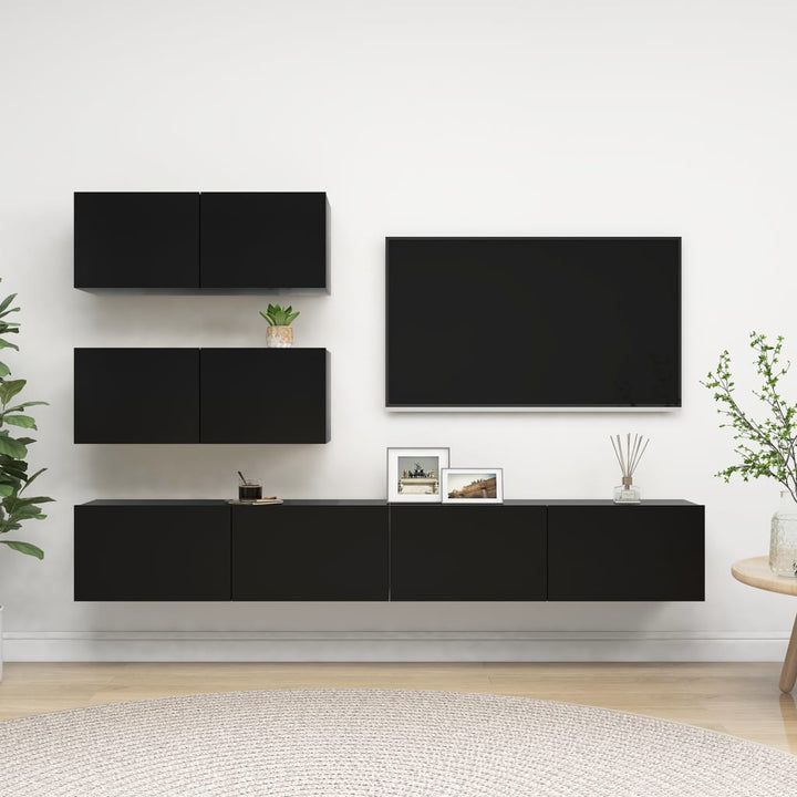 Set Dulapuri Tv, 4 Piese, , Lemn Prelucrat
