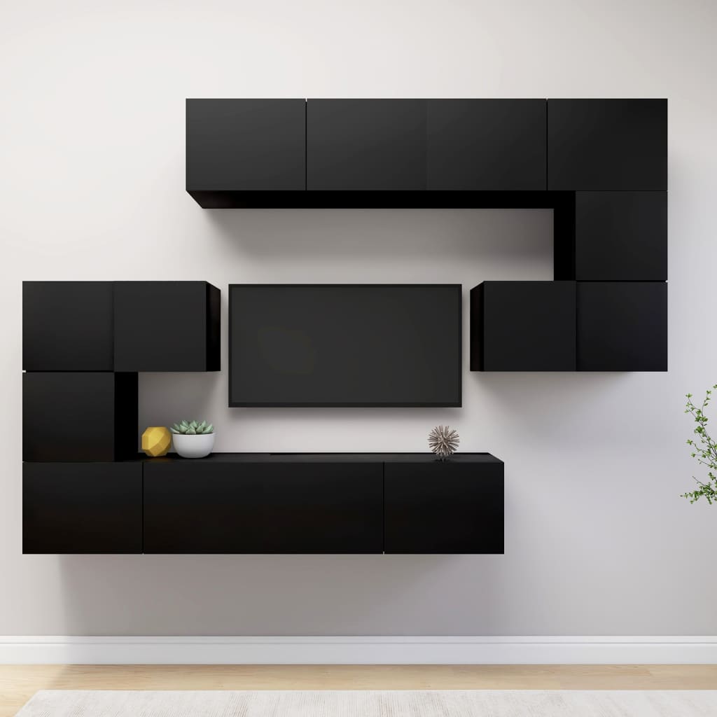 Set Dulapuri Tv, 10 Piese, , Lemn Prelucrat