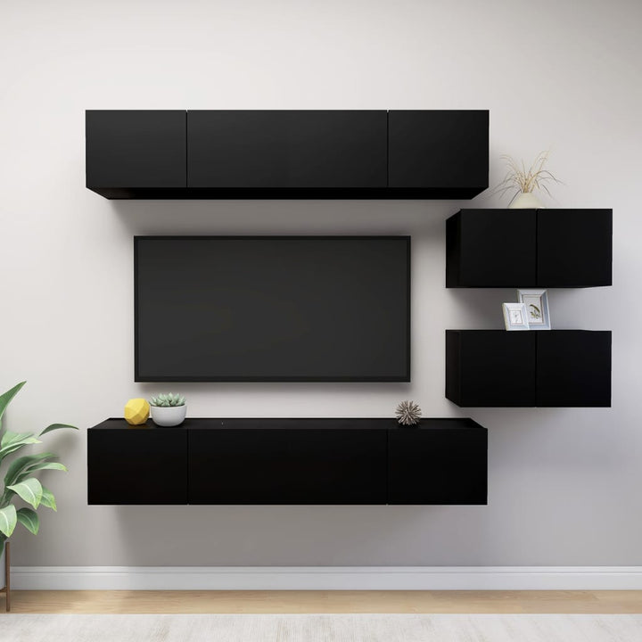 Set Dulapuri Tv, 8 Piese, , Lemn Prelucrat