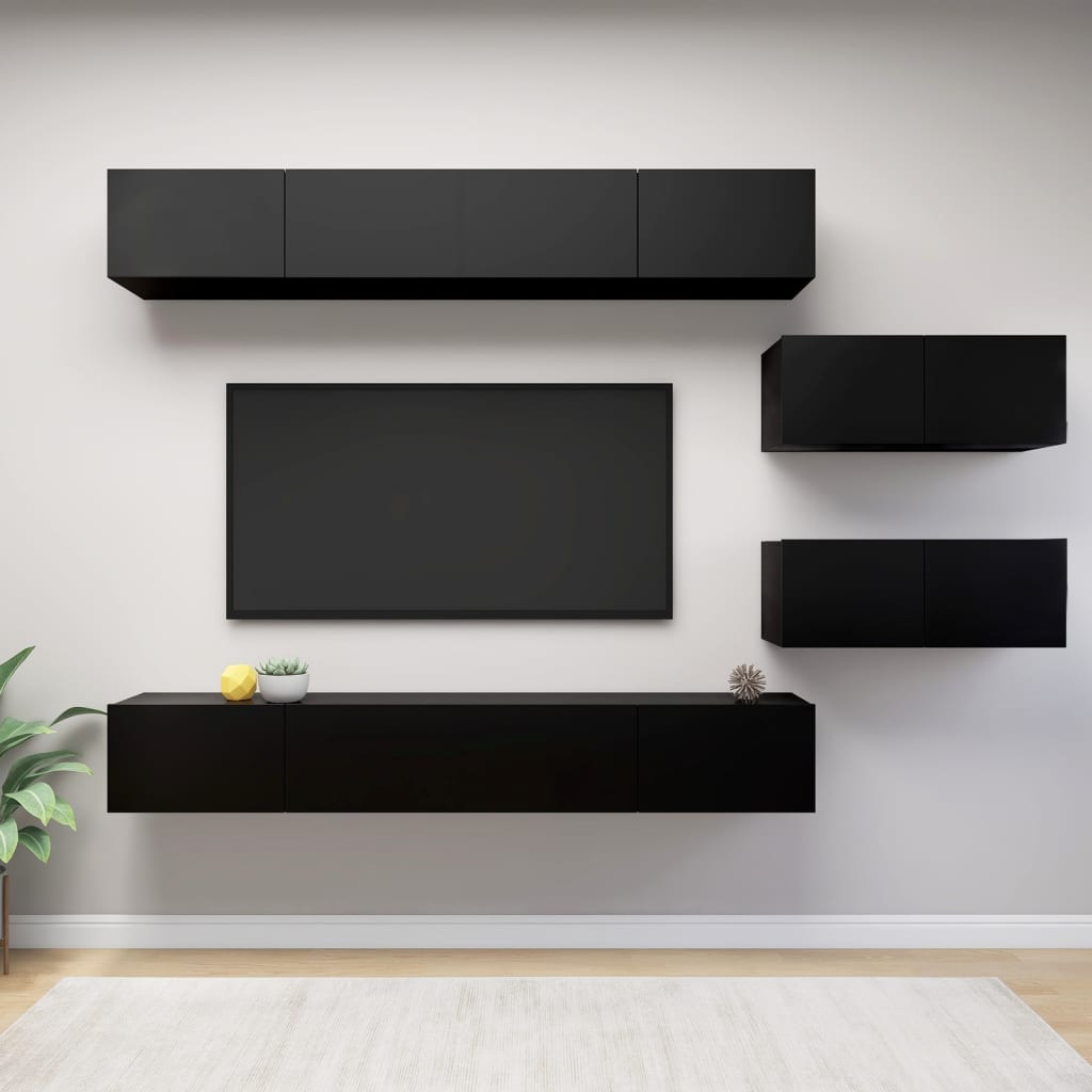 Set Dulapuri Tv, 8 Piese, , Lemn Prelucrat