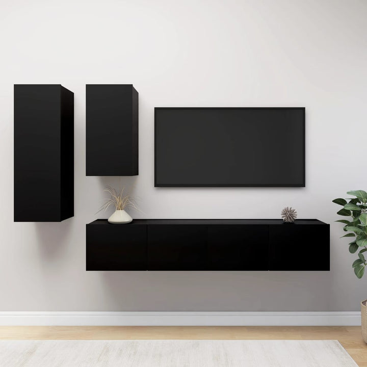 Set Dulapuri Tv, 4 Piese, , Lemn Prelucrat